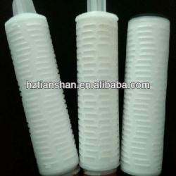 0.10 micron Polytetrafluoroethylene PTFE pleated membrane filter cartridge with absolute filtration efficiency