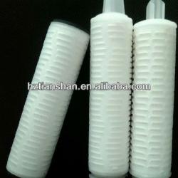 1.0 micron Polytetrafluoroethylene PTFE pleated membrane filter cartridge with absolute filtration efficiency