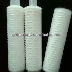 40 inch Polytetrafluoroethylene PTFE pleated membrane filter cartridge with absolute filtration efficiency