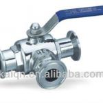 Sanitary three way clamped ball valve