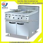 Freestanding stainless steel double tank gas deep Fryer with cabinet-