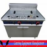 Two Tank Four Baskets Gas Chip Fryer Machine With Cabinet