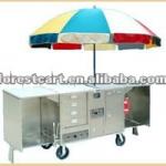Stainless Steel Outdoor Food Cart with Umbrella
