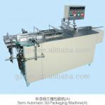 hot , semiautomatic convey tranmit 3D transparent shrink film overwrap machine