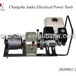 Petrol or diesel engine powered rope winch