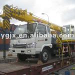 7 tons tire crane, 24m long,hydraulicleg, 5 section arm, small size Jib wheel crane with reasonable price