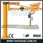 Floor slewing jib crane with electric hoist-