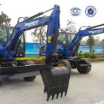 Construction machinery mini wheel excavator, 0.25m3, 4WD, air-conditioner,cummins engine, hammer,C/O