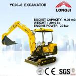 YUCHAI excavator YC20-8 excavator mini (Bucket Capacity: 0.09m3, Operating Weight: 2040kg)-