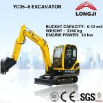 YUCHAI excavator YC35-8 mini excavator 3.5 ton (Bucket Capacity: 0.12m3, Operating Weight: 3740kg)
