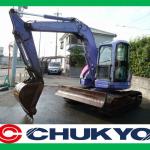 Used Digger Komatsu PC 75 UU - 3 / Rubber pad on steel shoe , Cab , A/C , Mono boom , Blade