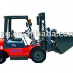 Forklift with hinged scoop
