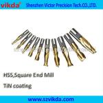 2 flute HSS co8 end mill with TiN coating