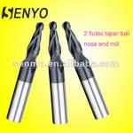 solid carbide 2 flutes taper ball nose end mill