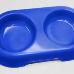 2012 hot sale customized wide variety modern practical wearable double dark blue plastic dog bowl