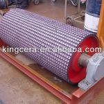 Ceramic lagging pulley for mining industry