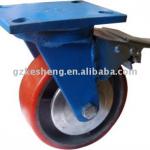Extra heavy duty PU wheel with blue bracket