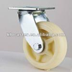 white plastic caster with top plate