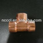 Copper pipes fittings equal tee the end by soldering to other tubes