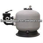 Side-mount fiberglass laminated polyester sand filters