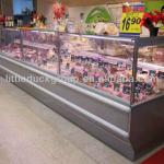 refrigeration service counter with vertical glass cover
