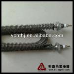 Finned tubular heating elements for forced air heating-