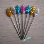 2 1/5 inch Plastic Pearlized Feather Shaped Straight Sewing Pin-