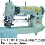 double needle picoting machine with cutter and puller-