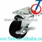 Good Quality Light Duty Black Flat Series Swivel Caster Wheel With Side Brakes