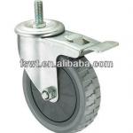 Medium Duty Grey polyurethane Screw Caster Wheel With Brake