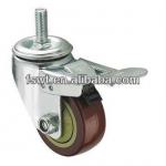 High Quality Medium Duty Polyurethane Purplish Red Single-Round Screw Caster Wheel With Brake-