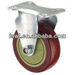 High Quality Medium Duty Polyurethane Purplish Red Single-Round Fixed Caster Wheel