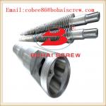 Hard conical twin extruder screw and barrel for pvc pipe and profile-