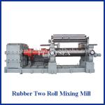 two-roll rubber mixing mill with stock blender