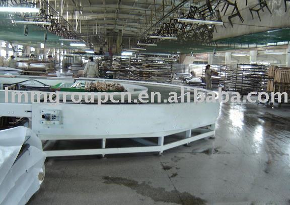 180 degree belt conveyor system for furniture prodution line