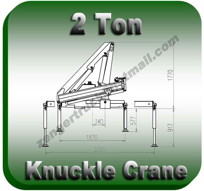 2 ton Knuckle Crane. 2 ton fold arm truck crane