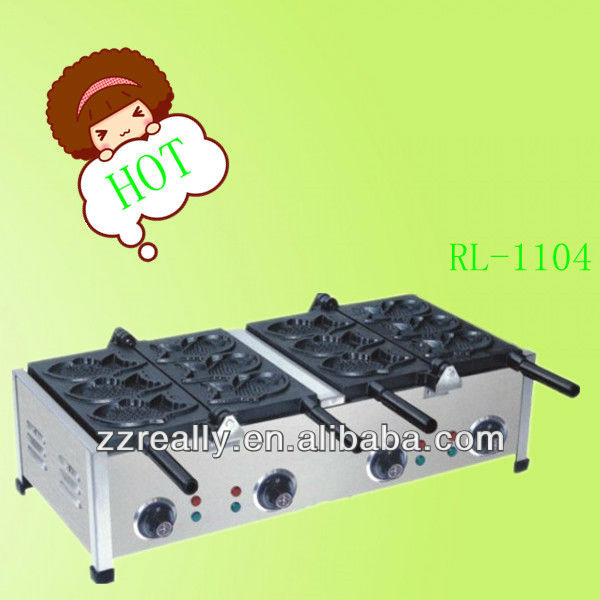 2013 gas and electric hot sale 6 fish in different model fish shape waffle baker maker making machine with CE