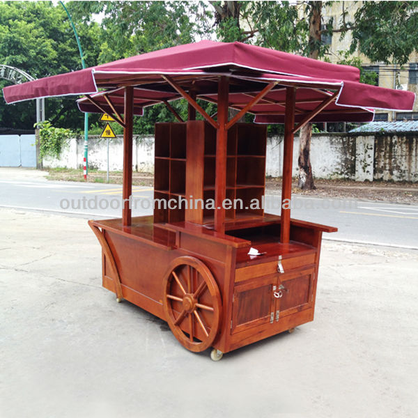 2013 Newest outdoor street Solid wood ice cream carts/ hotdog carts/vending carts