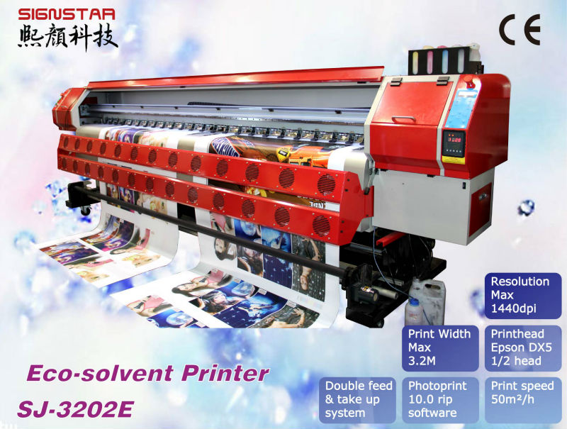 3.2m eco solvent printer with dual dx5 head