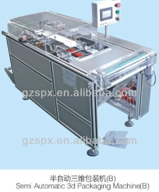 3 dimensional semi-automatic overwrapping machine for DVD cigarette box