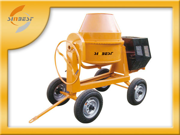 350L Cement Mixer, Towable Mini Concrete Cement Mixer with Electric Start 6.6HP Diesel Engine Concrete Mixer