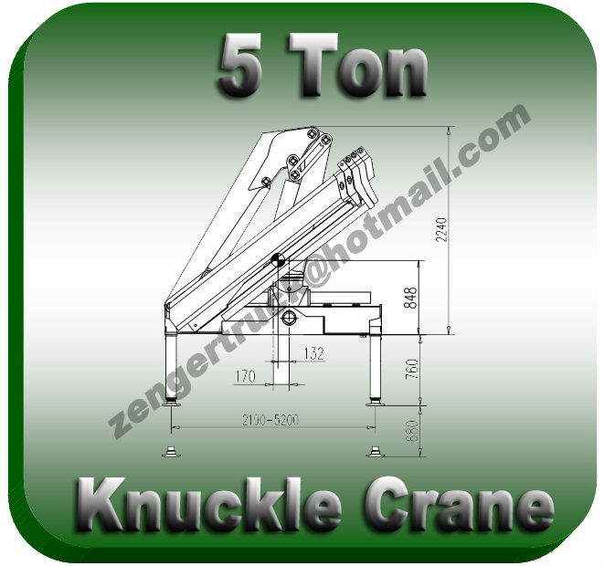 5 ton Knuckle Crane. 5000 kg fold arm truck crane
