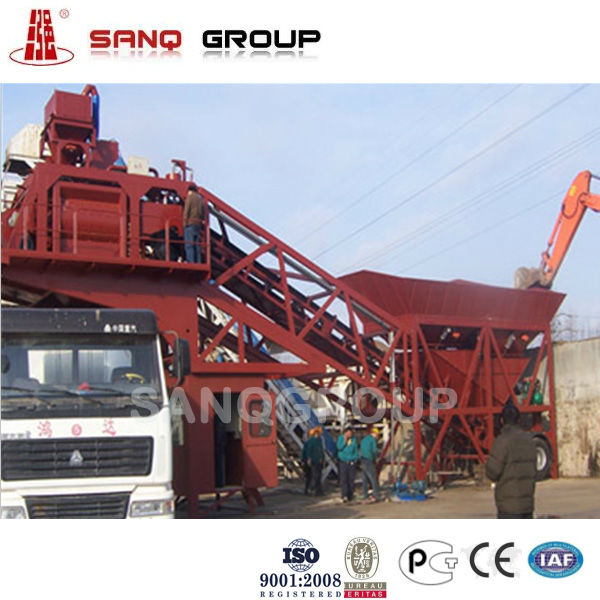 75m3/h Mobile Concrete Plant, 1.5m3 Twin Shaft Mixer Pneumatic Discharge