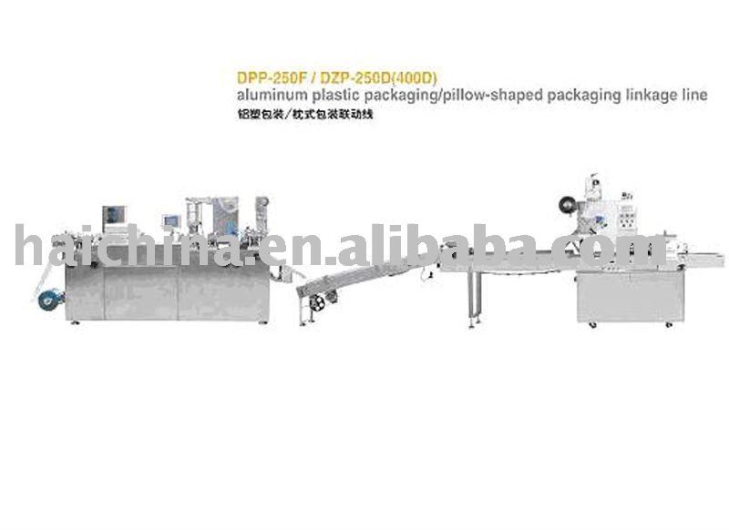 blister packing machine and flow wrapping machine line