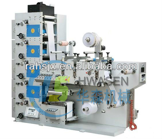 BY-320 5 colors high speed adhesive label flexographic printing machine