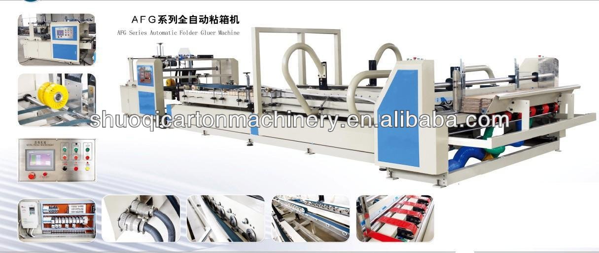 carton machinery fully automatic corrugated carton box folding gluing machine
