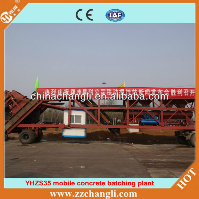 CE certificate YHZS35 mobile concrete plant, mobile concrete batching plant, mobile concrete mixing plant