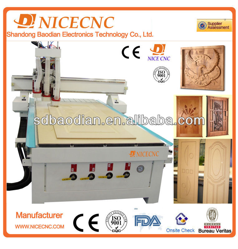 cnc router can changer tool by pneumatic 3 spindle
