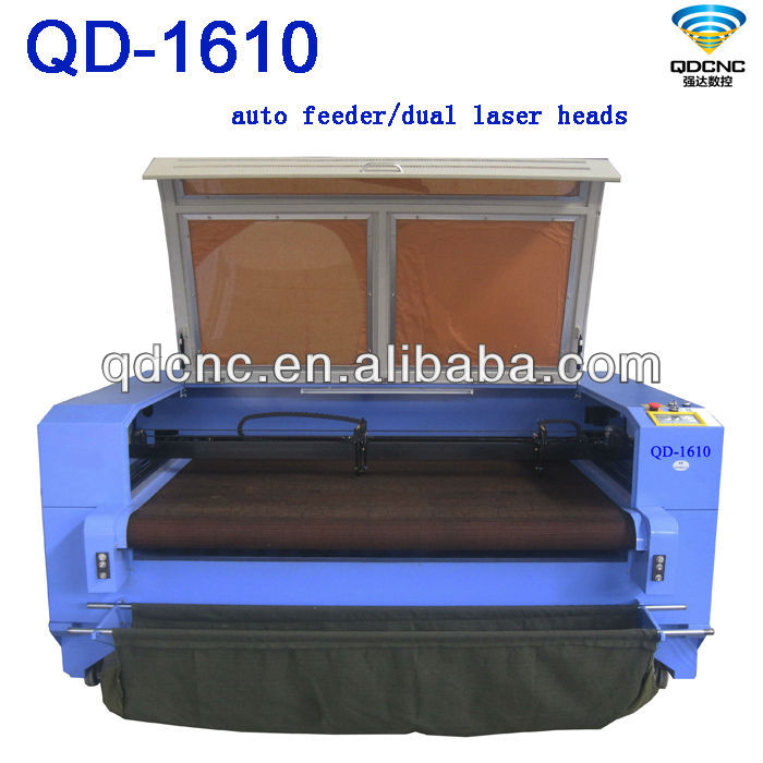 cotton/fabric cnc laser cutting machine/textile laser cutter QD-1610