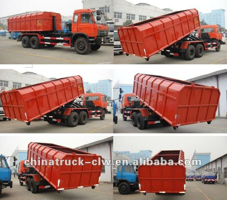 Dongfeng 6x4 Hook arm garbage truck 18Tons container garbage truck
